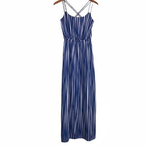 Banana Republic Maxi Blue Vertical Striped Dress